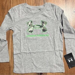 Under Armour Kids Camo Logo Gray Long Sleeve Tee Size 4 NWT